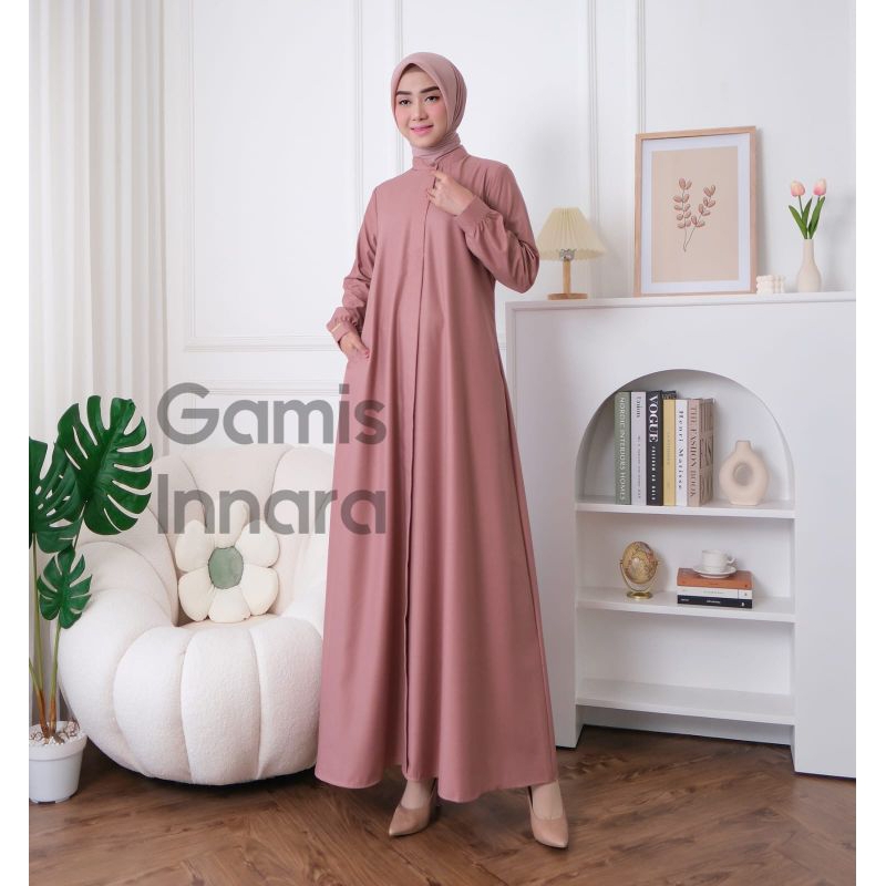 Gamis Polos Innara Terbaru 2023 / Bahan Katun Toyobo Premium Ori Guzel