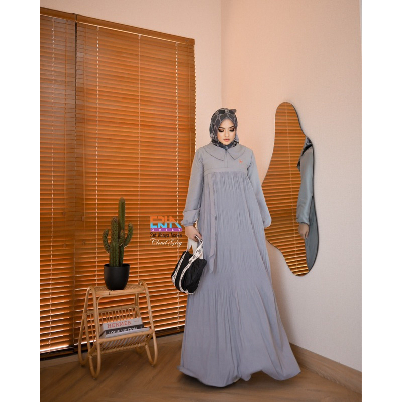 eR.Ha DAILY -SET ABAYA ASOKA COLD GREY PREMIUM