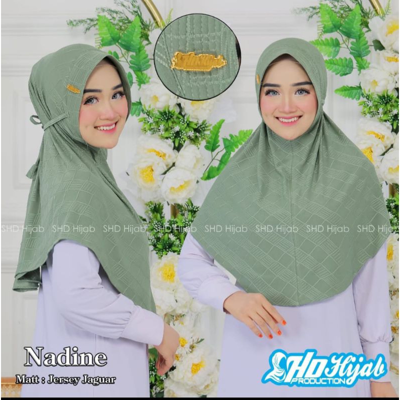 Hijab bergo tali polos jaguar/Jilbab instan motif daun