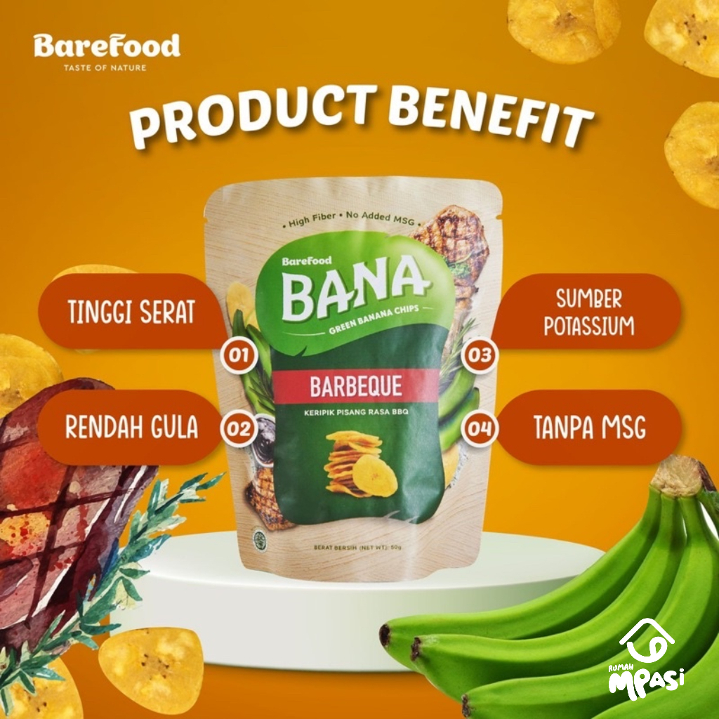 

Barefood Bana / Banana Chips / Keripik Pisang NON MSG - 50g