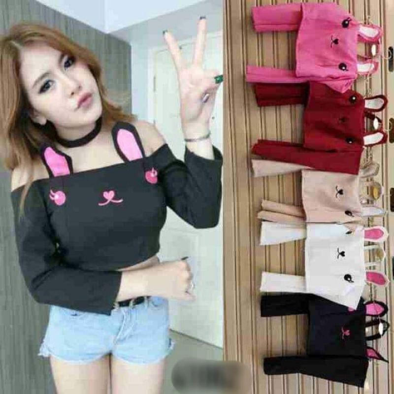 Crop Top Import Wanita Korea Lengan Panjang Terbaru Kekinian Sexy | Atasan Pendek Ketat Premium Seks