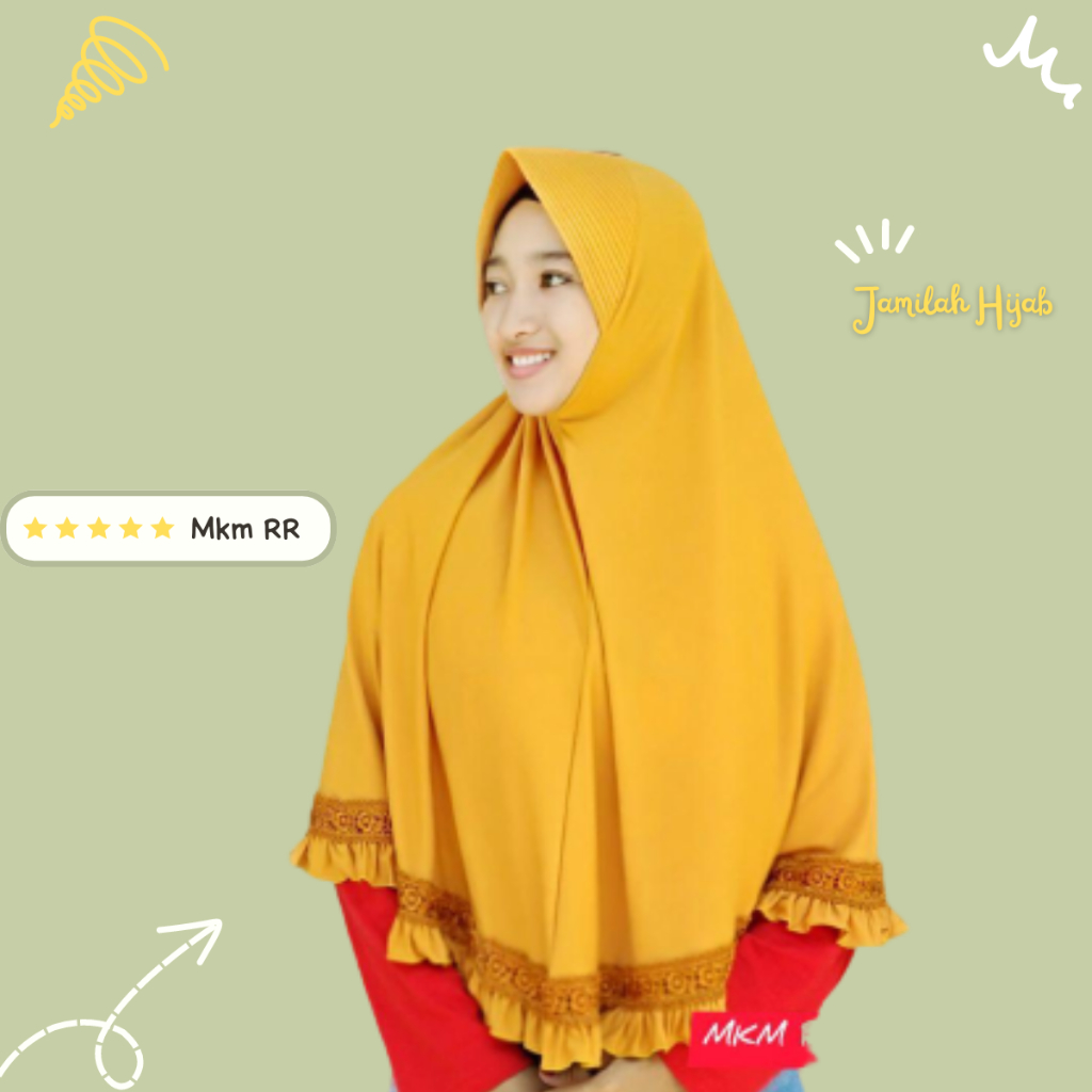 JAMILAH HIJAB, MKM Renda Rempel Jilbab | Bergo | Krudung Instan Syar'i By JAMILAH, Size L