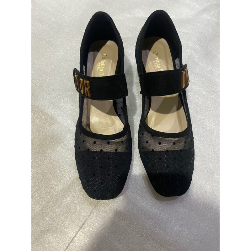 preloved sepatu wanita/wedges perempuan/dewasa/warna hitam/dior/christian dior paris/transparan/rend