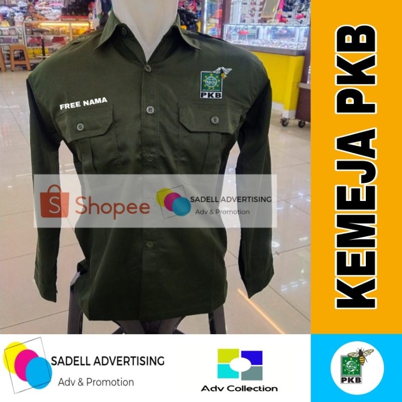Kemeja PKB Kemaja Partai PKB Hijau Army PDH Lengan Panjang Pria