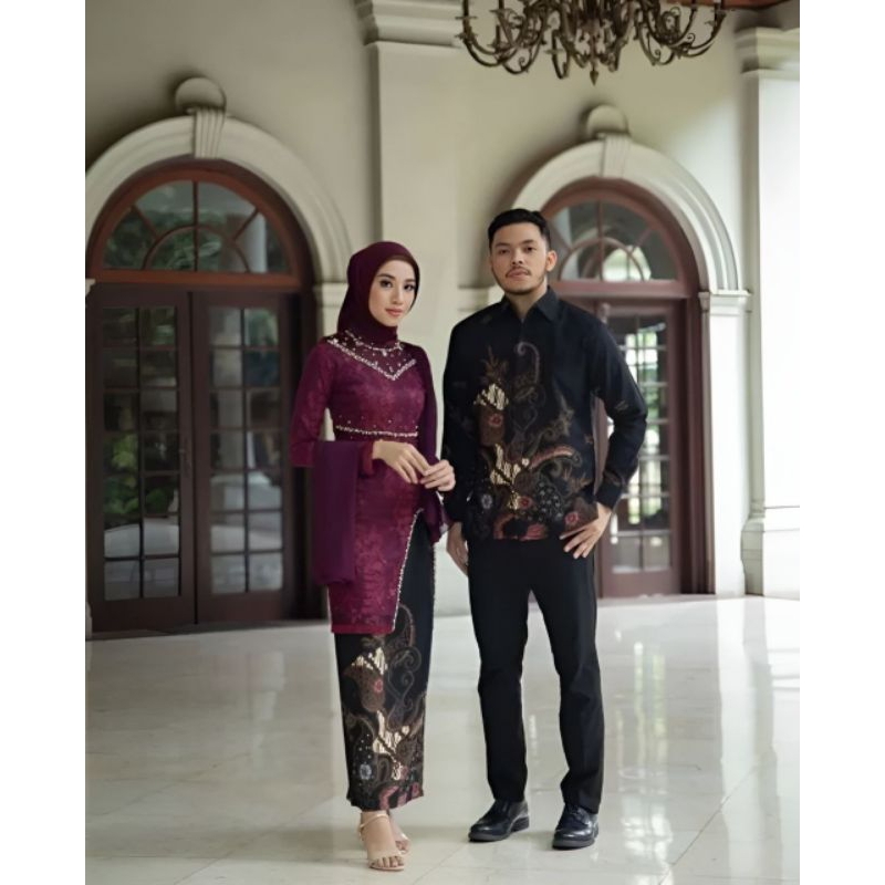 SERAGAM BATIK COUPLE COWOK CEWEK SERAGAM BATIK KEBAYA KEMEJA PANJANG FORMAL KONDANGAN HAJATAN BRIDES