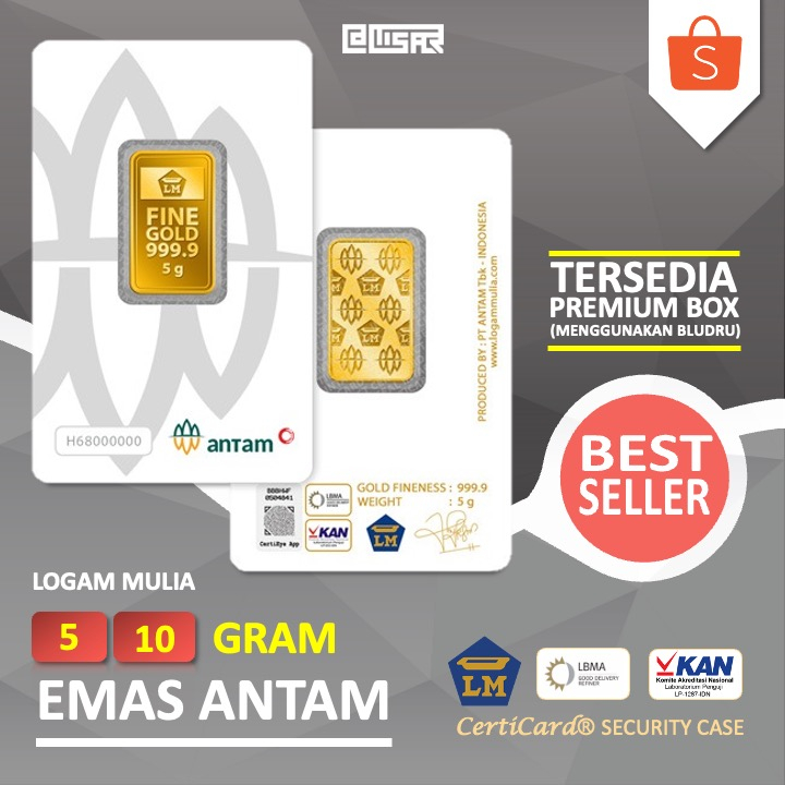 LM Logam Mulia Emas Antam 5 gr 10 gr gram Press Certieye Asli Original Kado Gift Hadiah