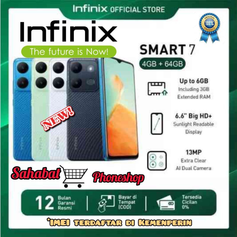 INFINIX SMART 7 RAM 4/64 GB GARANSI RESMI
