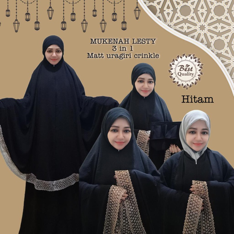 Mukenah Lesty Stelan 3in1 Matt Uragiri Premium Crinkle Jumbo Size
