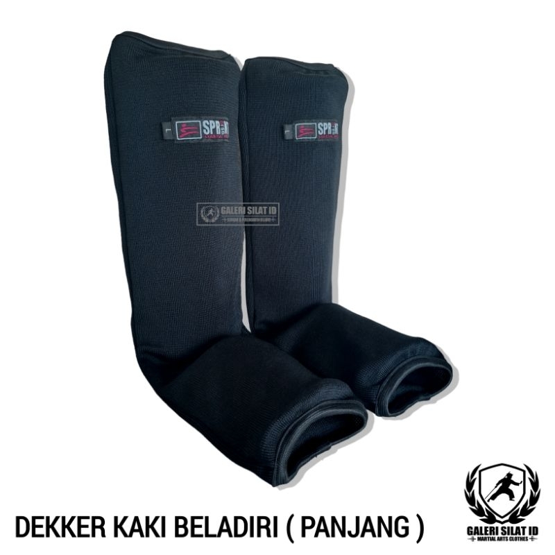 Deker Silat - Arm ShinPad / ShinGuard - Dekker Kaki Beladiri Pencak Silat Panjang Hitam / Putih - Deker Panjang - Pelindung Kaki Beladiri Silat Karate Taekwondo MMA Boxing Wushu Muay Thai Dewasa Remaja Pra Remaja Anak Usia Dini IPSI Sprint Martial Arts