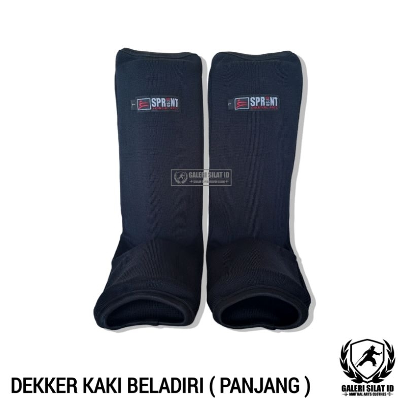 Deker Shin Pad / Shin Guard - Dekker Kaki Beladiri Pencak Silat Panjang Hitam / Putih - Deker Silat Panjang - Pelindung Kaki Olahraga Beladiri Silat Karate Taekwondo MMA Boxing Wushu Muay Thai Dewasa Remaja Pra Remaja Anak Usia Dini