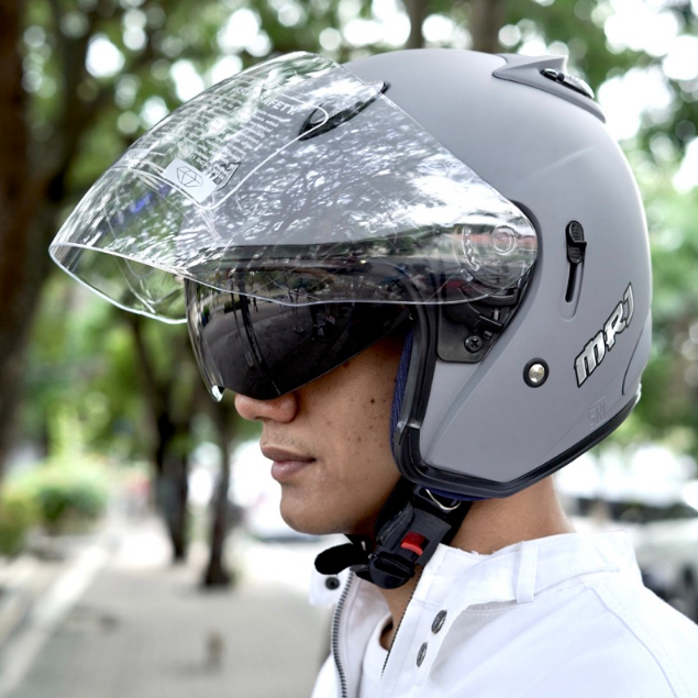 Helm Half Face Centro Double Visor G2 Mrj Gmt Pria Wanita Dewasa Sni