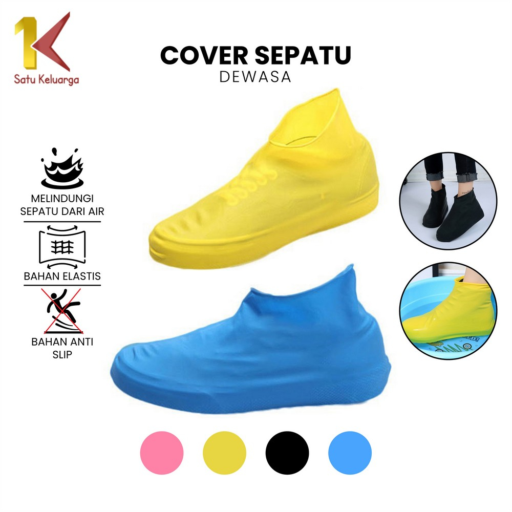 Satu Keluarga Cover Sepatu Anti Air Unisex Bahan Karet Silikon C897 Jas Pelapis Sepatu Tahan Air Dar