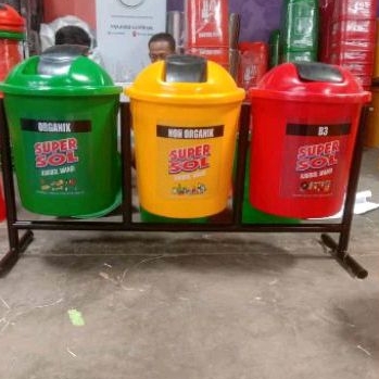 Tempat sampah fiberglass 3in1 bulat