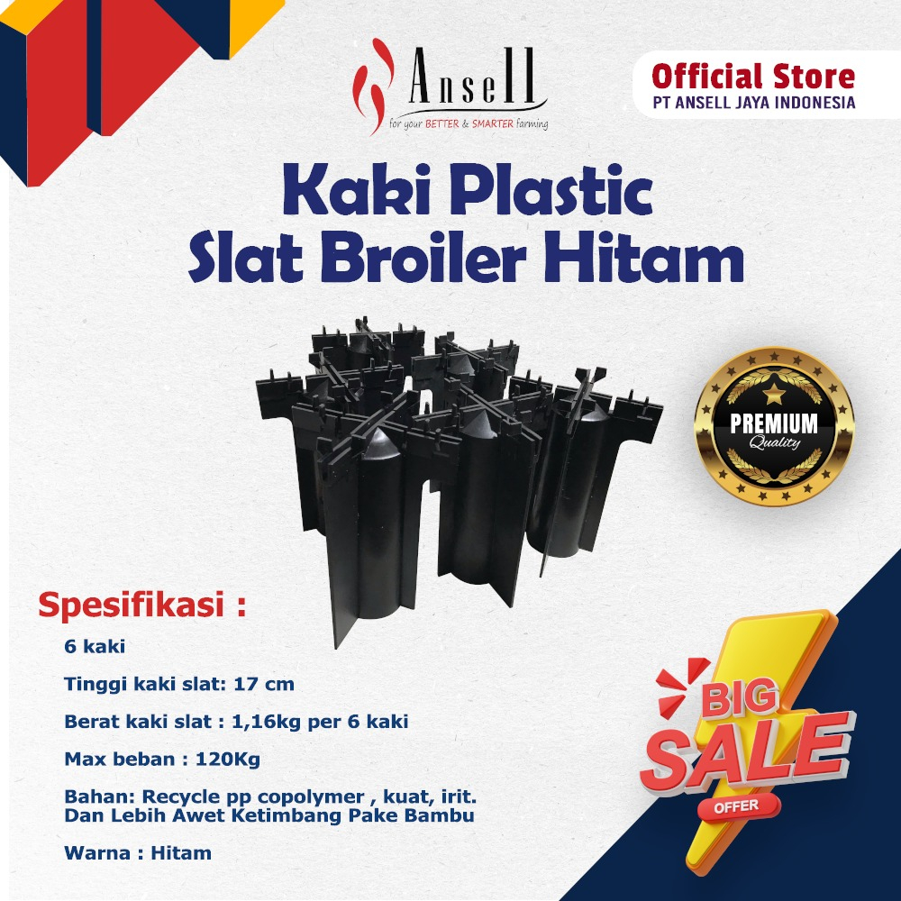 Kaki Slat 6 pcs Untuk Alas Kandang Ayam Broiler Warna Hitam