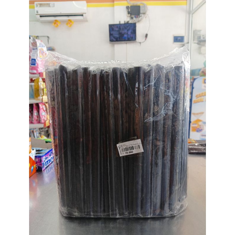 SEDOTAN PLASTIK BOBA HITAM BESAR STERIL