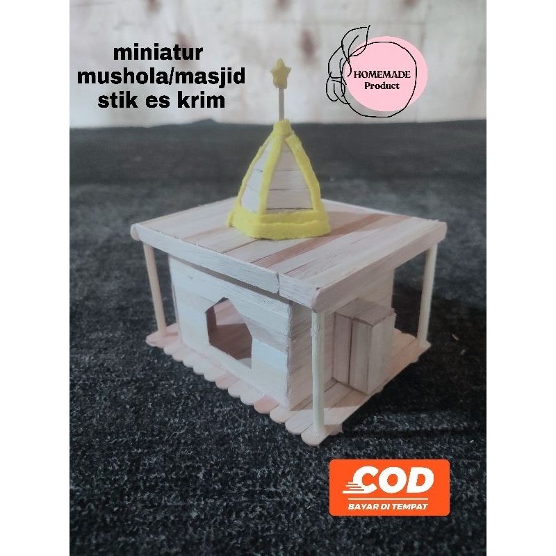 miniatur mushola masjid stik es krim rumah kerajinan tangan prakarya