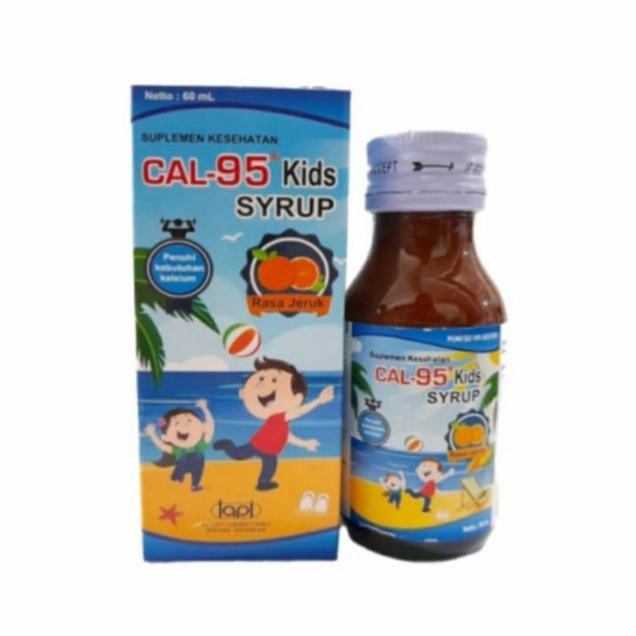 Cal-95 Kids Sirup 60 Ml / Cal 95 Sirup / Calcium Kesehatan Tulang & Gigi Anak / Peninggi Badan Anak