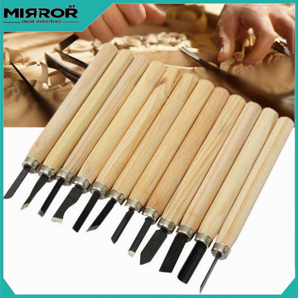 Set Pisau Ukir Pahat Kayu 12 in 1 Pisau Ukir Kayu
