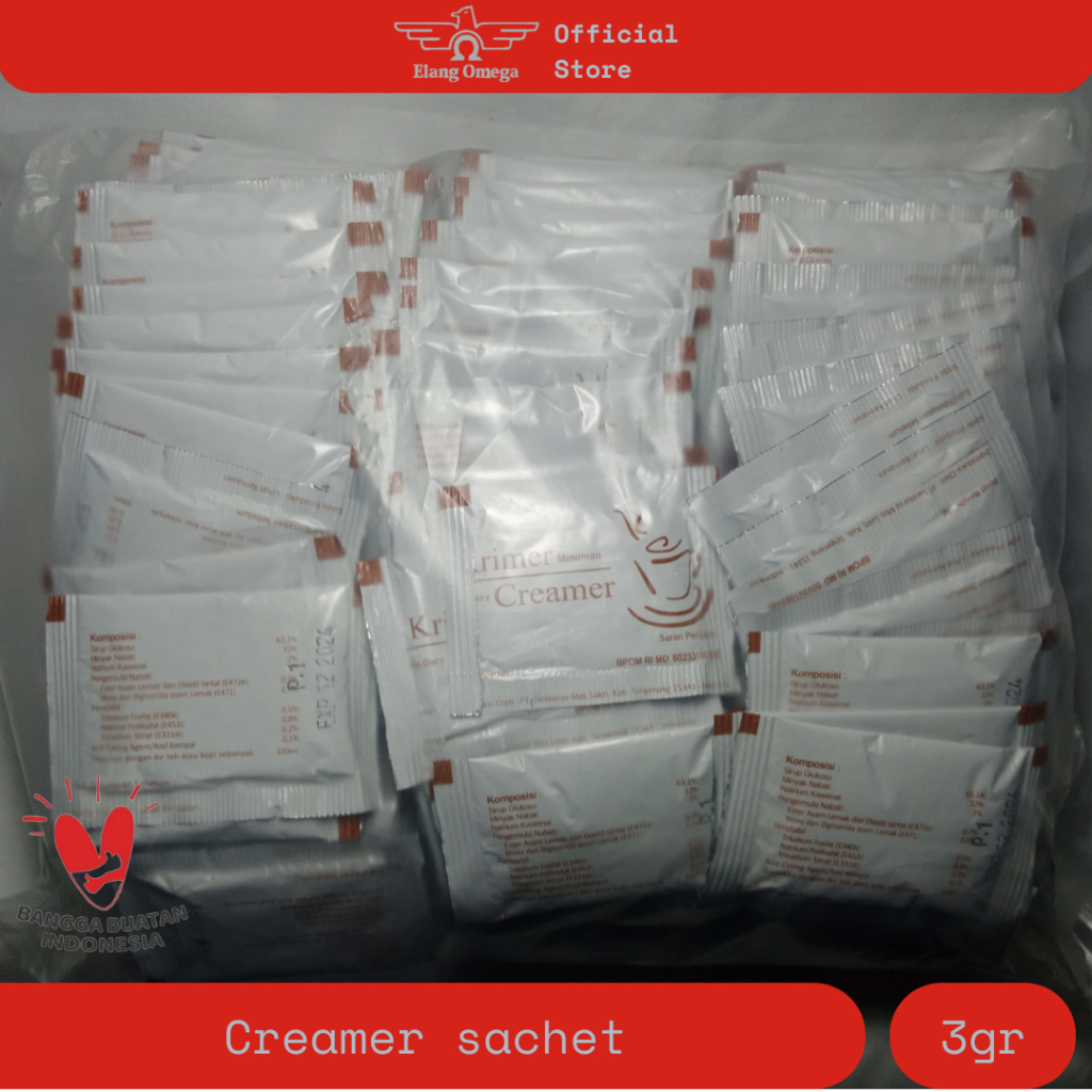 

creamer sachet nett 3gr, 1 pack isi 250pcs