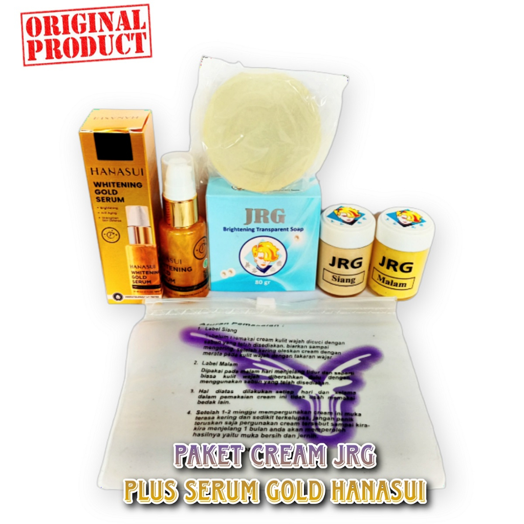 Cream JRG Original Plus Serum Gold Hanasui - Cream Biosoft Paket 4In1