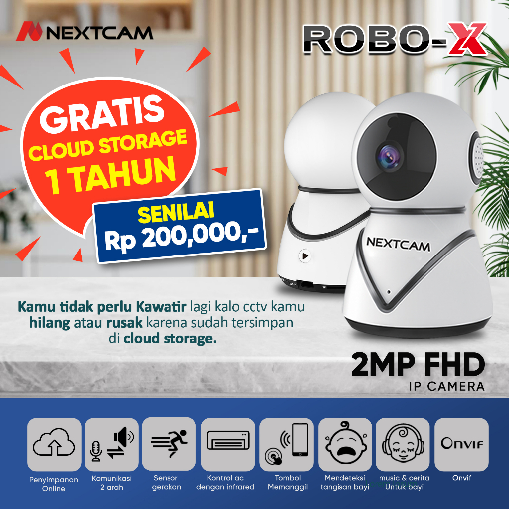 cctv kamera ipcam 2mp Robox wifi wireless babycam free 1tahun cloud storage