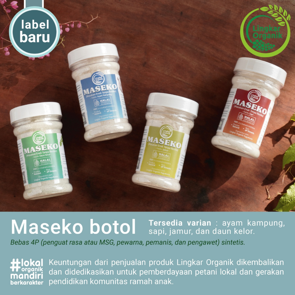 

Maseko Kaldu Ayam Kampung Sapi Jamur organik BOTOL & REFILL 100gr Non MSG Lingkar Organik