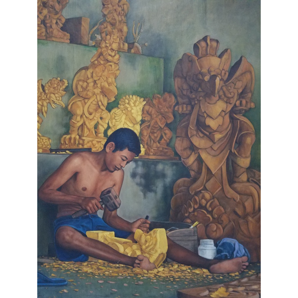 Lukisan Pematung Bali Karya Maestro Bambang Wiwoho 2005