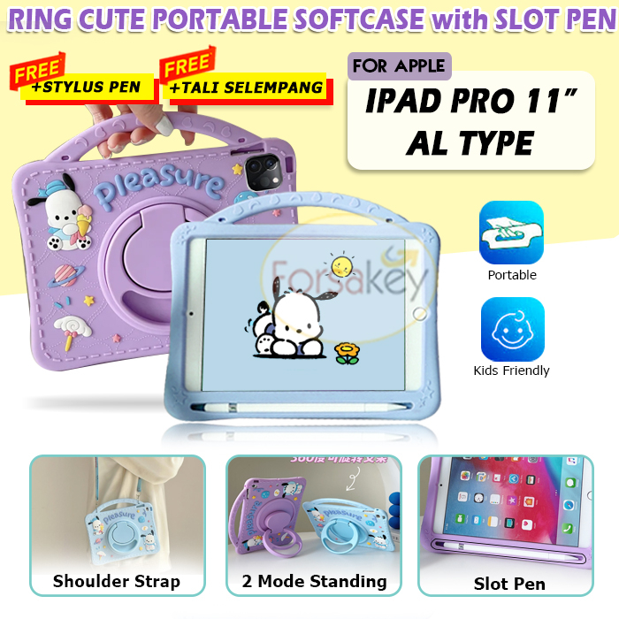 iPad Pro 11" 11 Inch Gen 1st 2nd 3rd 4th M1 M2 Chip 2022 2021 Handle Soft Case Casing Cover Anak Pen