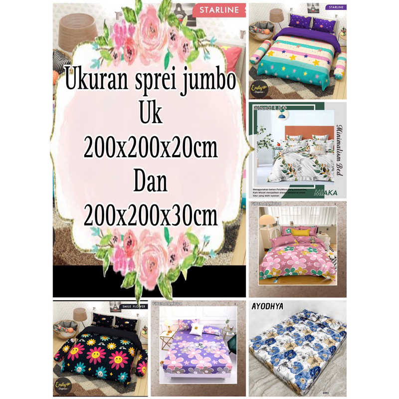 SPREI UKURAN 200X200 BUNGA SEPRAI KING JUMBO SEPREI MURAH SEPRAI SUPERKING SPRAI HOMEMADE