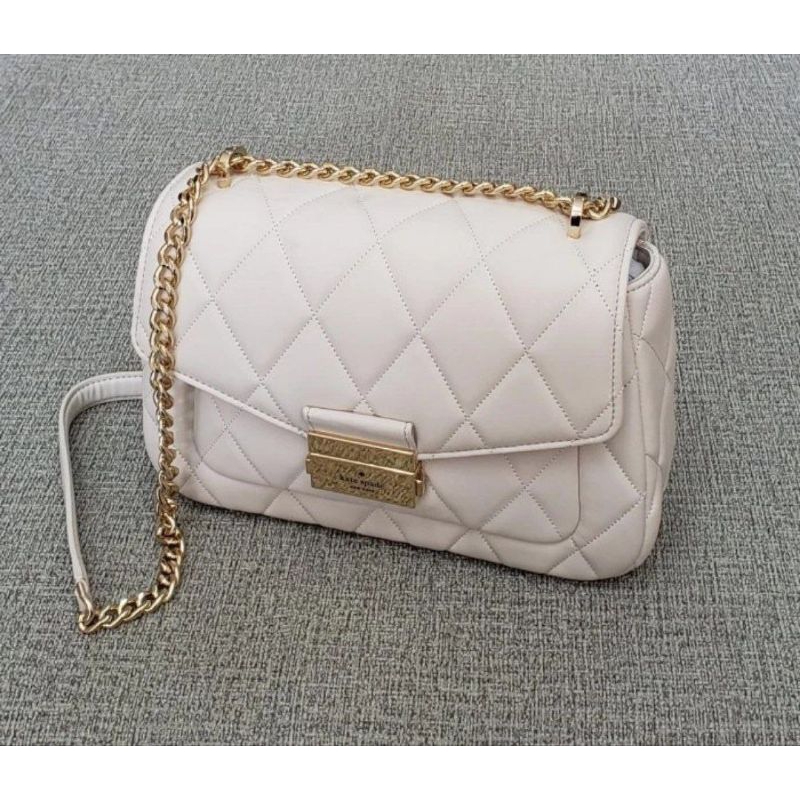Tas Kate Spade KS Carey smooth quilted leather parchment Original