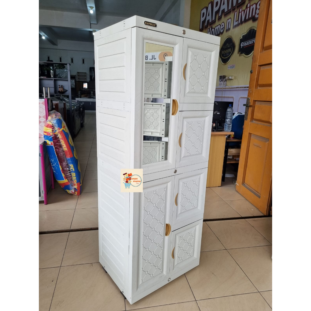 Napolly Lemari Plastik Cermin 4 Tingkat - Lemari Anak Kost - Lemari Murah Medan