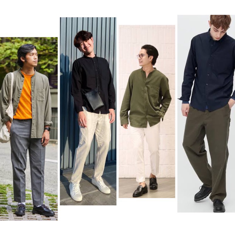 Kemeja Shanghai Uniqlo Lengan Panjang Model Kekinian Bahan Kantun Import // Kemeja Sanghai Import //