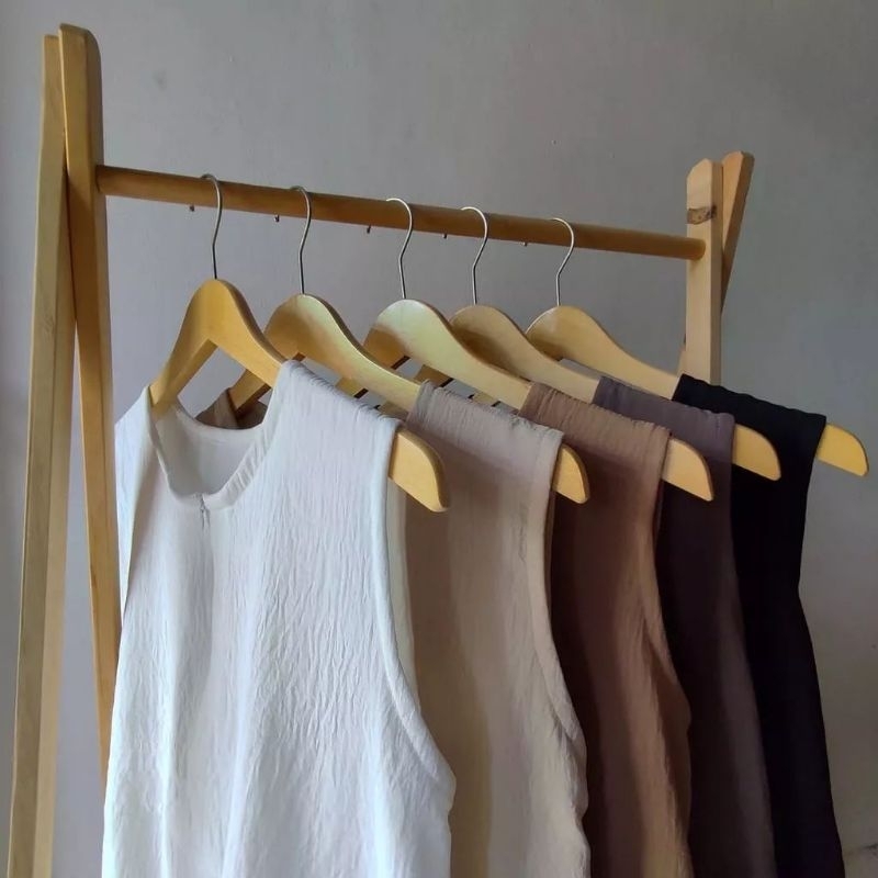 Inner Dress Susun Tanpa Lengan Busui Bahan Crinkle Airflow Terbaru