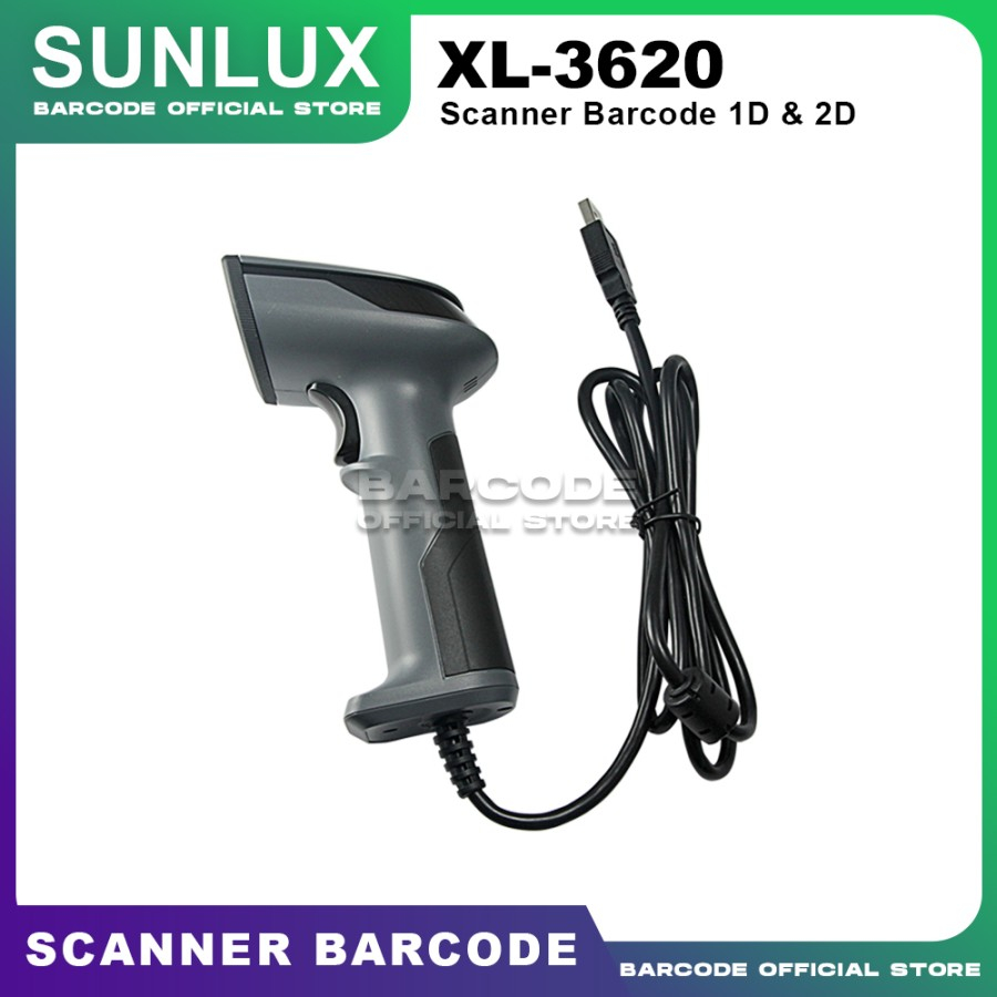 Wired Barcode Scanner Sunlux XL-3620 USB Imager Sensitif