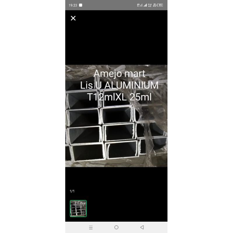 TERMURAH LIS U ALUMINIUM 12,5X25 CM SILVER