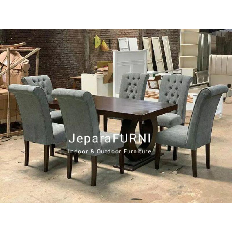Meja makan kayu jati jepara meja makan 6 kursi
