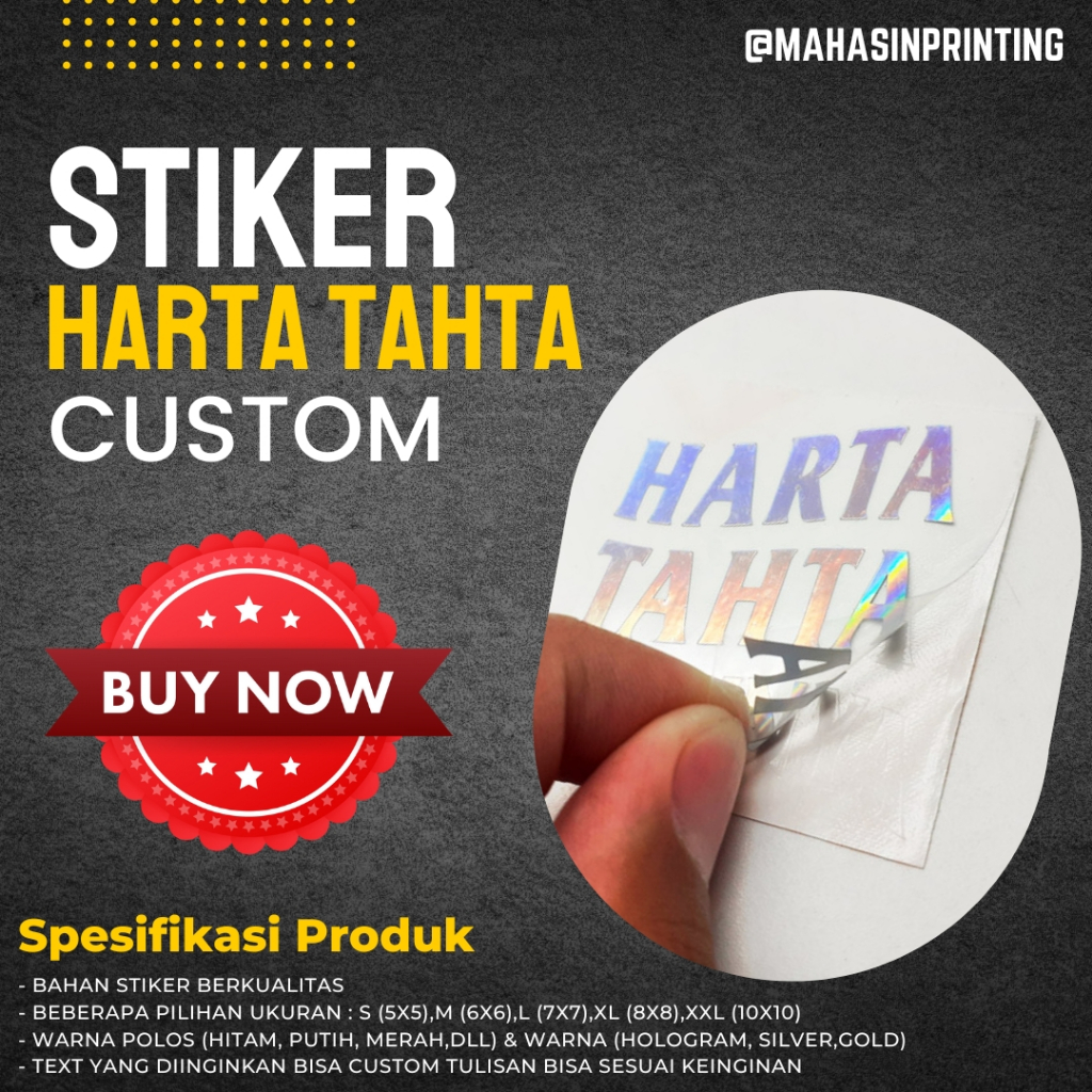 

(TANPA PRE ORDER & TANPA MINIMAL ORDER) Stiker harta tahta / stiker hologram / stiker custom