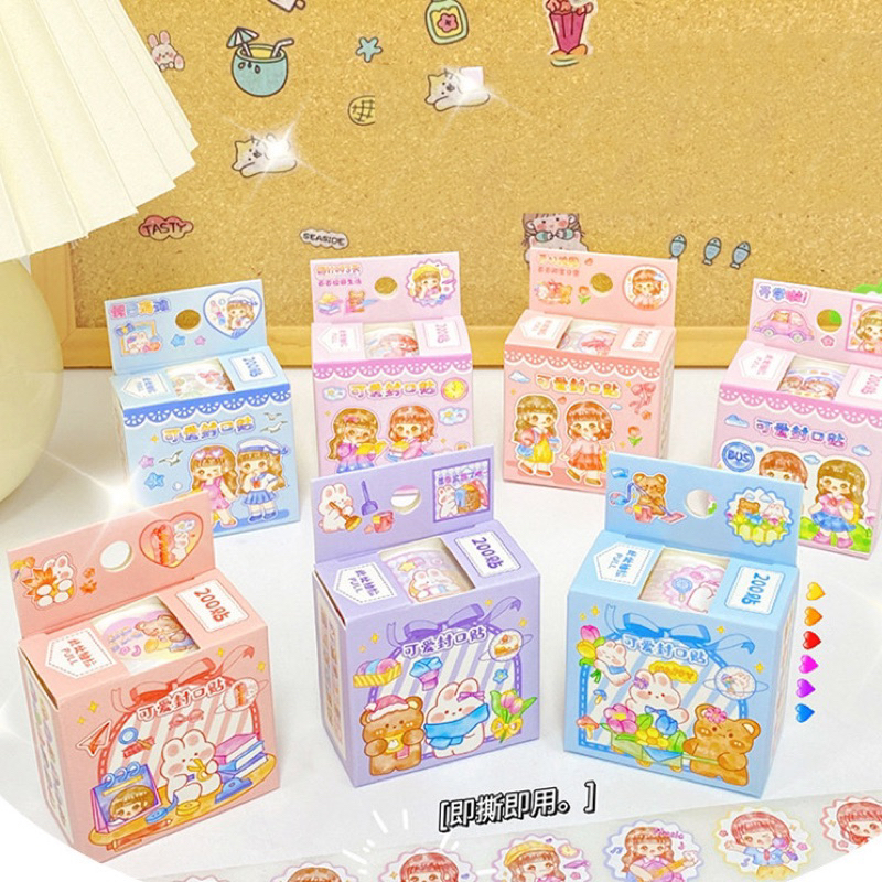 

200 Pcs/Box Sticker Roll Stiker Segel Kemasan Stiker DIY Jurnal scrapbook