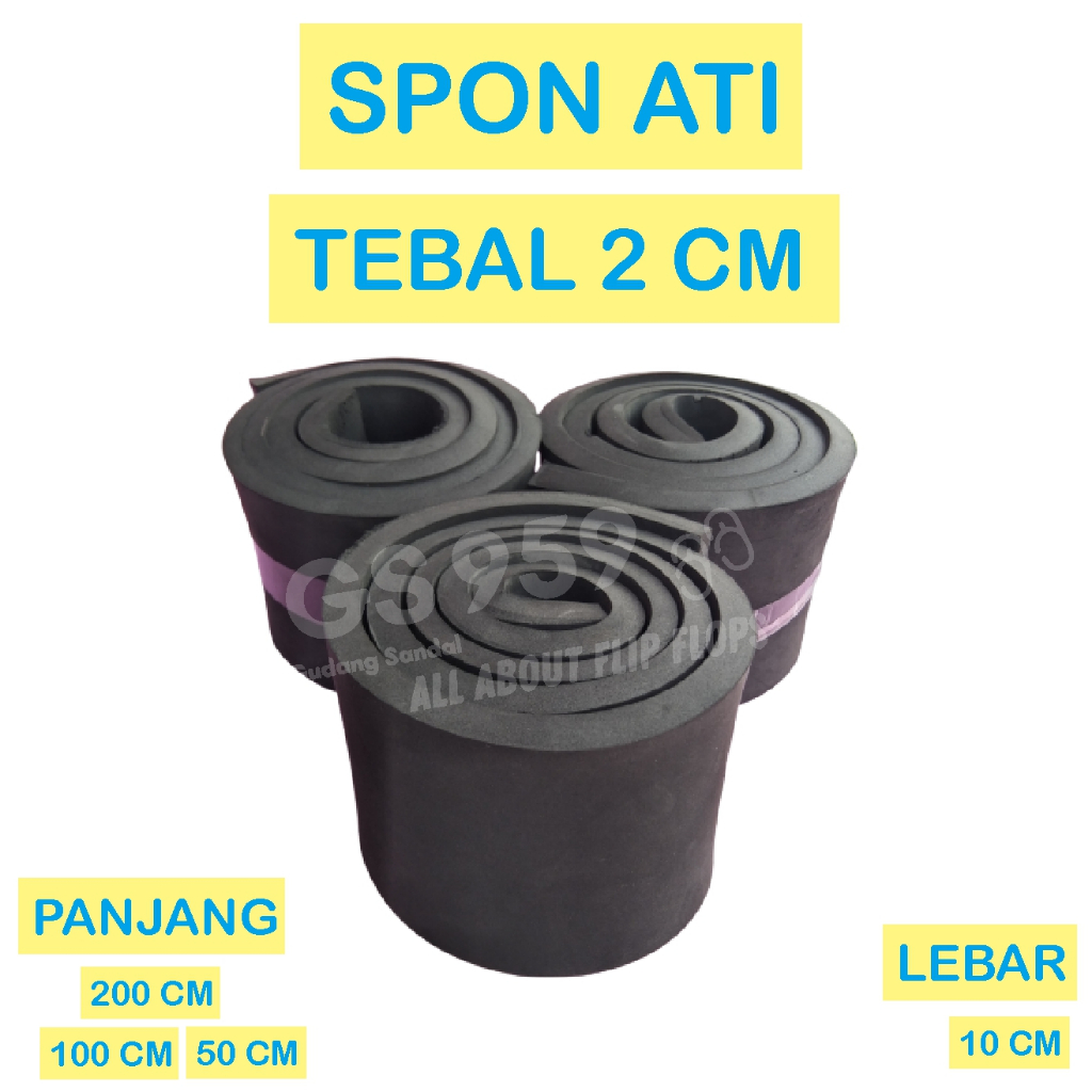SPON ATI / BUSA ATI / SPON EVA TEBAL 2 CM WARNA HITAM BENTUK POTONGAN PERSEGI PANJANG