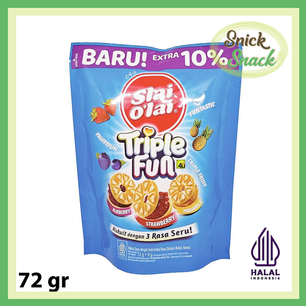 

Slai Olai Triple Fun Pack Pouch isi 10 pcs 72 gr Biskuit isi 3 rasa
