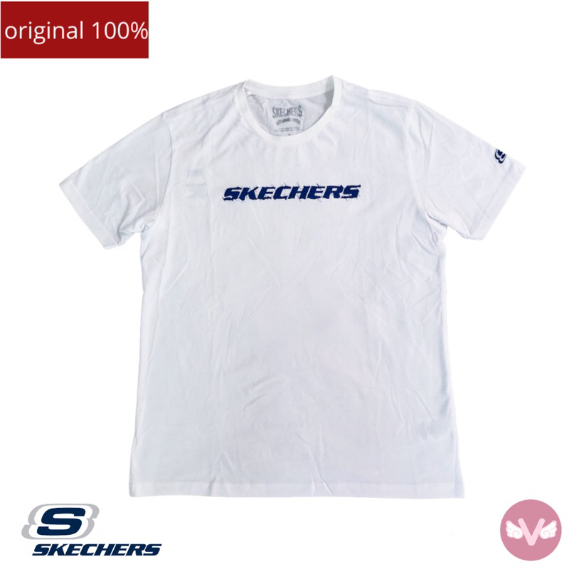 skechers Men Graphic Tshirt Tee Baju kaos Pria White Putih Baju Skechers Original 100% Kaos Skechers