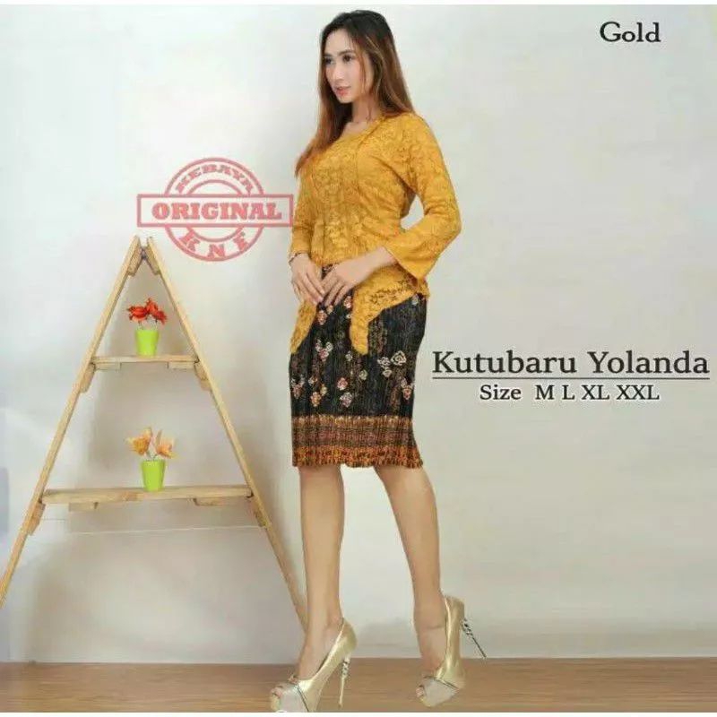 Setelan Kebaya Kutu Baru Brokat Modern Set Rok Plisket Pendek Baju Kebaya Kondangan Tunangan Kartini