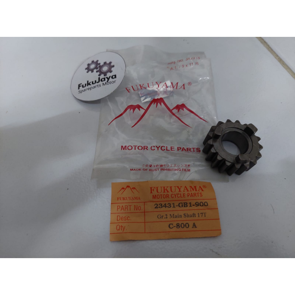 Fukuyama Gear Gir 2 Main Shaft (MS) 17 T Honda C-800A C800A Astrea - Fukujaya Sparepart Motor