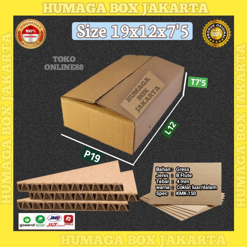 

Kardus termurah Packing barang online UK 19x12x7,5 Kraft2 150 tebal