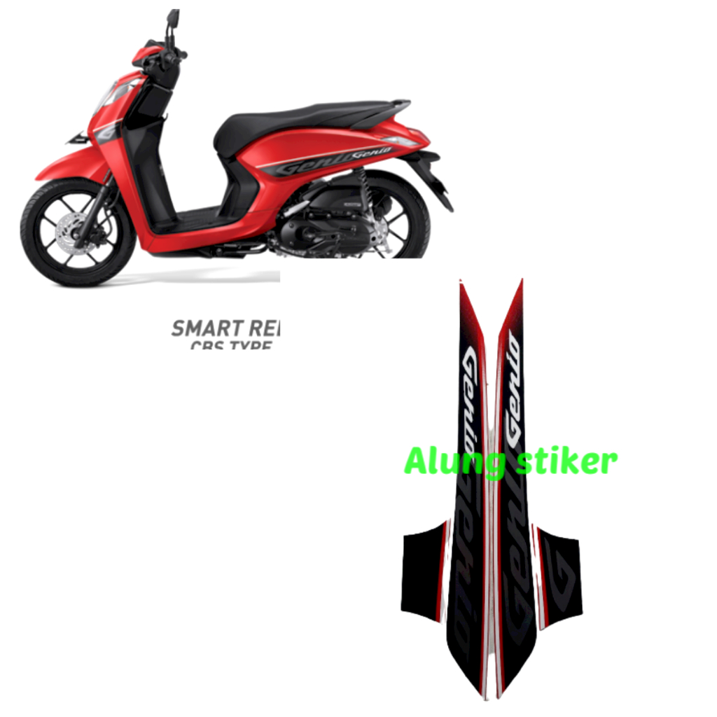 STIKER STRIPING MOTOR GENIO 110 2019 CBS MERAH-HITAM