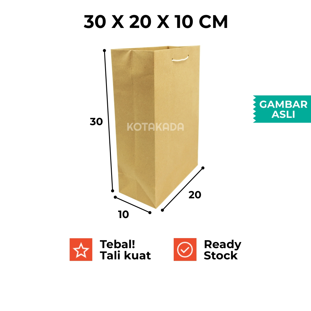 

Paper Bag Sarung Polos / 30x20x10cm / Ready Stock / Grosir Ecer Murah / Tas Kertas Kado Paperbag Tebal Kuat Pusat