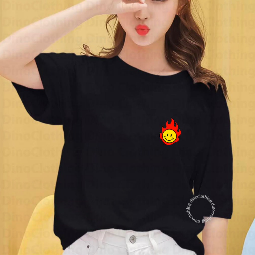 Dino Clothing - KAOS API SENYUM / TSHIRT / KAOS OVERSIZE WANITA / KAOS WANITA DEWASA / KAOS KATUN