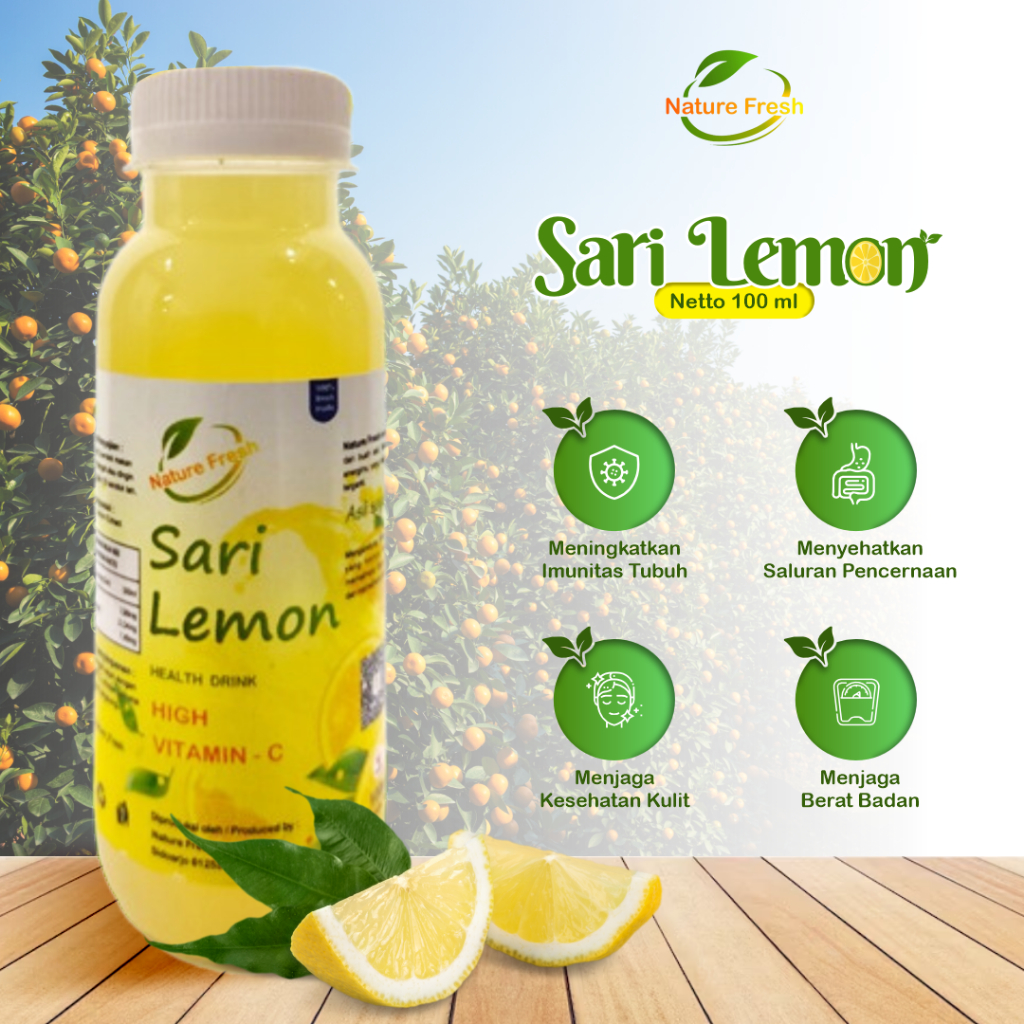 

Sari Lemon Asli 100 ml "Nature Fresh" - Lemon Peras - Air Lemon - Sirup Lemon - Lemon Diet