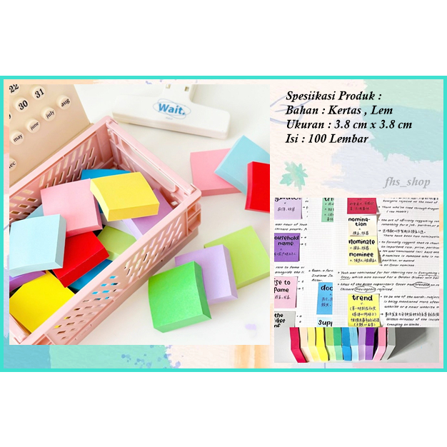 

100 Lembar Sticky Note Mini Polos Memo Tempel Sticky Note Aesthetic Mini Plain Cute Sticky Notes Set