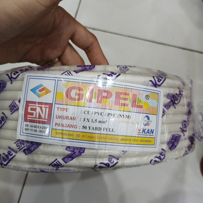 Kabel NYM 3x1.5mm Isi 50Y Tembaga Murni SNI LMK 1 Roll Gulung Standar PLN Termurah Cable Kawat Isi 2